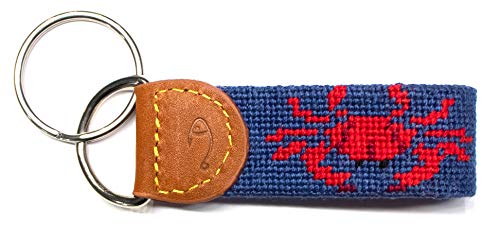 Image of Leather Hand-Stitched Needlepoint Key Fob or Key Chain
