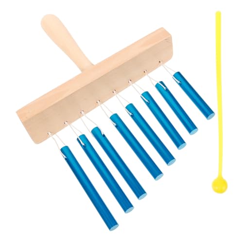 ibasenice 8 Note Chime Table Top Bar Chime Wind Chime 8 Bars Instrument Percussion with Mallet Preschool Toy for Classroom Management Teaching Supplies Blue