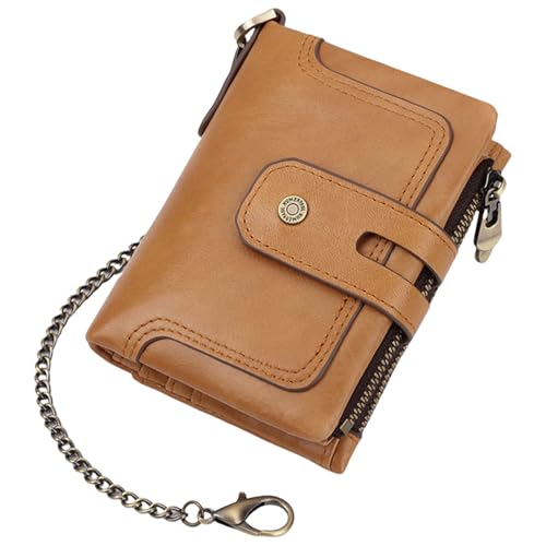 Portefeuille PU marron homme pour les voyages et les affaires avec blocage de sécurité