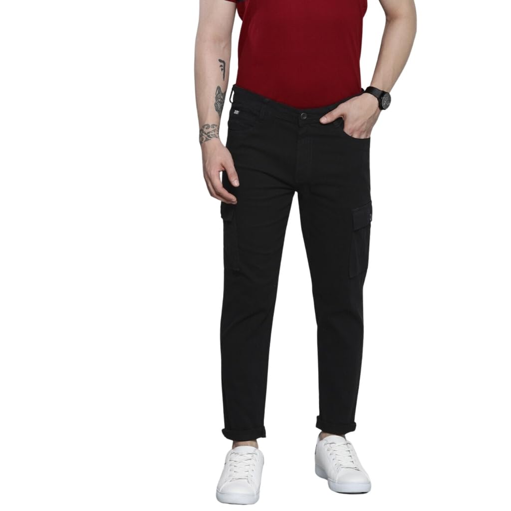 the indian garage co Men Slim Fit Solid Mid-Rise Stretchable Cargos-picture-34
