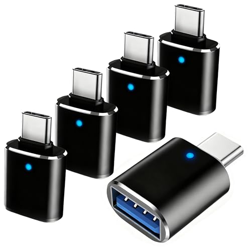 Typheoniks 5PCS USB C to USB Adapter with LED Light, USB C to USB 3.0 Adapter for Android Phones, Type-C Laptops and More