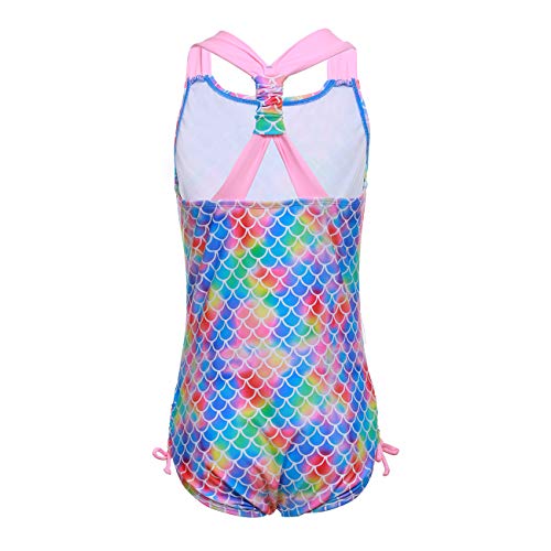 Dayu Girls' One Piece Swimsuit Rainbow Fish Scale Print Bathing Suit Swimwear 10-12 #TOP1