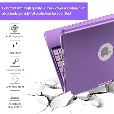HOTLIFE Case with Keyboard for iPad 10.2,Touch Trackpad Keyboard Case for iPad 9th Generation/8th/7th Gen, 10 Corlor Backlit - 360 Rotatable Protective Cover with Pencil Holder (Deep Purple)
