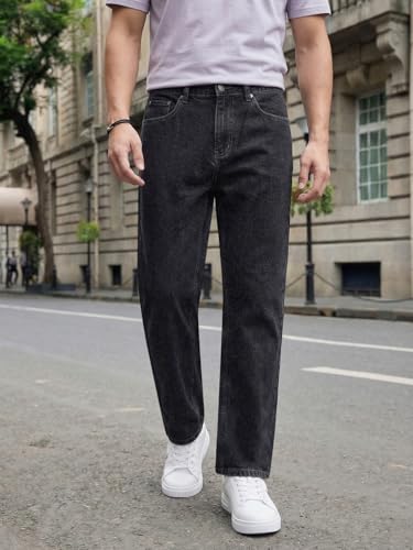 Image of Urbano Fashion Men's Relaxed Fit Washed Denim Jeans Non-Stretchable