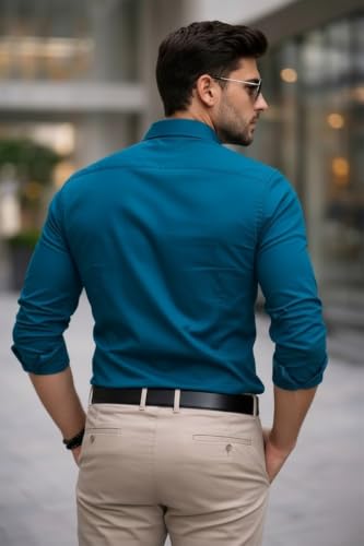 Image of Nexora Men's Slim Fit Formal Shirt, Cotton, Full Sleeve, Spread Collar, Breathable, Office