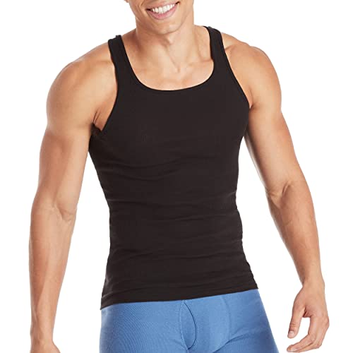 Hanes Men Hanes Men's Cotton Tank Undershirts Pack, Moisture-Wicking Ribbed Tanks, Lightweight Cotton Tank Undershirts #TOP1