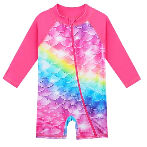 Image of XFGIRLS Baby /Toddler Girls Swimsuit Long Sleeve One-Piece Bathing Suit Rash Guard