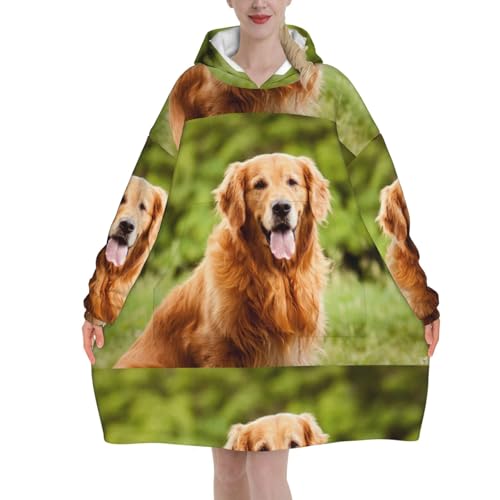 Sweat à capuche couverture chaud en flanelle contre le froid avec motif Golden Retriever