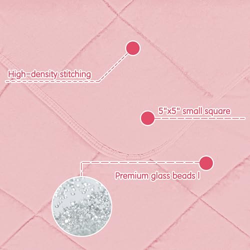 Image of yescool Weighted Blanket (5 lbs, 36 inch x 48 inch, Pink) Cooling Heavy Blanket, Perfect for 40-60 lbs, Breathable Throw Blanket Gifts with Premium Glass Bead, Machine Washable
