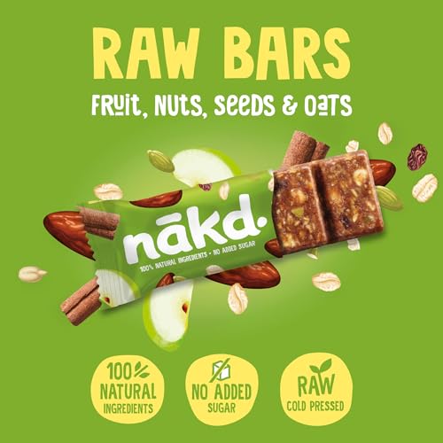 nakd. Fruit & Fibre bars - Apple & Cinnamon - High in fibre - 100% Natural ingredients - No added sugar - Vegan - 16 x 44g bars - 704g - Image 4