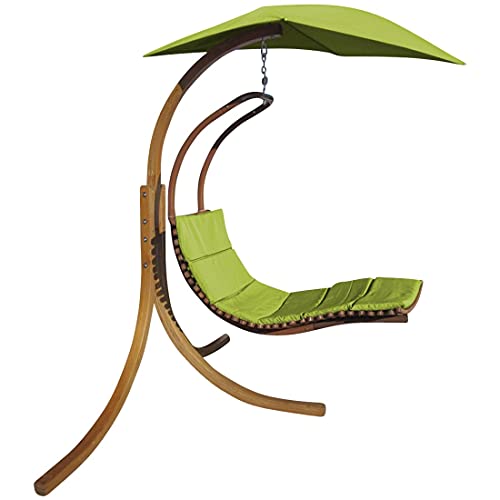 ALEOS. Design Hängeliege NAVASSA-GRÜN mit Gestell aus Holz Lärche komplett mit Hängeliege und Dach von AS-S