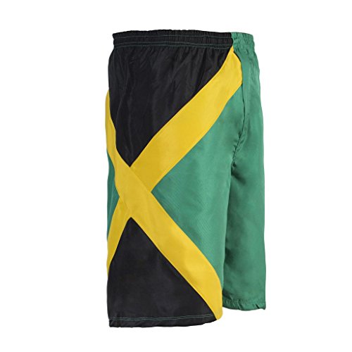 Reggae Men Cruise Swim Trunk Sports Jamaica Bermuda Shorts Beach Pants Trousers, Multicolored, Large