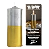 Fertige Kerze Göttin Fortuna – Ritual mit goldener Kerze zum Anziehen von Geld, Kunden und Wohlstand | Esoterische Kerze für Geschäft und Verkauf | handgefertigt mit Kräutern | Inklusive Anleitung und