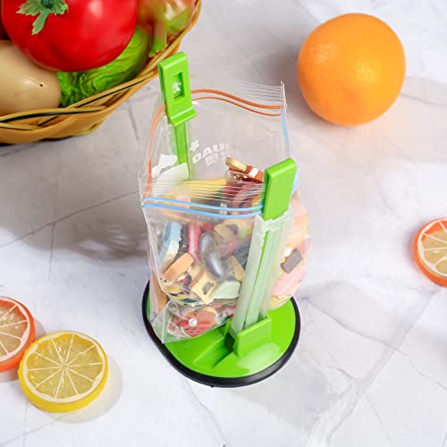 Siyurongg 2 Pcs Baggy Rack, Freezer Bag Holder Stand, Adjustable Food Storage Holders, Plastic Food Prep Bag/Zip Lock Bag Holder Stand, for Meal Prep Bag, Kitchen Gadget - Thumbnail 6