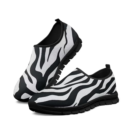 Tomeusey Zebra Print Men's Casual Fashion Sneakers Shoes Walking Shoes Mesh Comfortable Insole Lightweight Soft Sole Fit Business Daily Walking