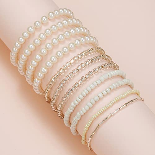 Colorful Bling Bohemian Crystal Beaded Bracelets Set Multilayer Stackable Bracelets Boho Charms Stretch Bracelet Handmade Multicolor Crystal Beaded Bangles Strand Bracelet Set-11Pcs #TOP1