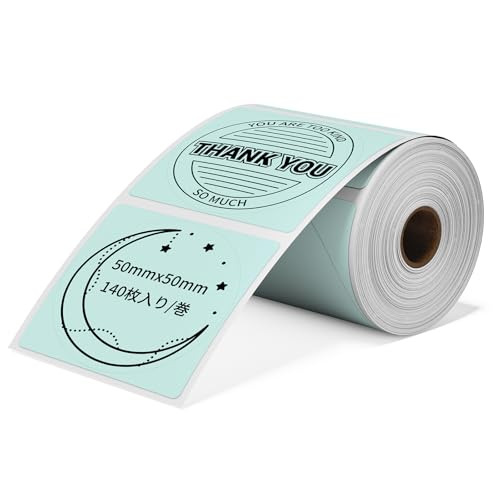 Pesuza 感熱紙 ロール式 Phomemo M110 M120 M220 対応 ラベルシール 純正 50mm*50mm 140枚入り/巻 丸形 宛名ラベル 感熱ラベルプリンター用 M110 シール 強粘着 耐水 印刷用紙 通常再剥離 バーコード ロゴ