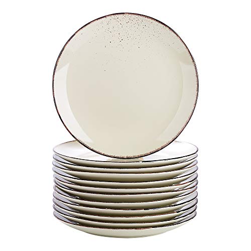 vancasso Navia Set di Piatti Piani in Grès Porcellanato 12 unità Collezione Natura ø 26.5cm Crema