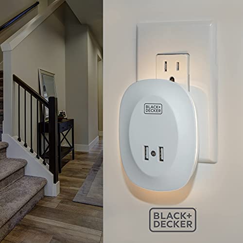 Black+Decker Night Light Plug In With 2 Usb Charging Ports, Photocell Sensor, 10 Lumen, 2 Pack #TOP4