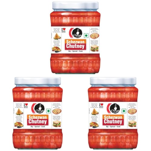 Image of Ching's Secret Schezwan Chutney, 590g, Spicy & Tangy, Dip, Spread, Cook (Pack of 3)