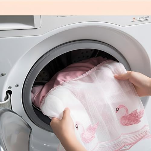 Image of Premium Cotton Net AC Cover for 1.5-2 Ton Split Air Conditioner | Dust Protection AC Indoor Unit Cover for Summer | Embroidered & Printed | Pack of 1 (Pink Duck)
