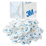 XHF 100 PCS 1.1' White Self Adhesive Cable Zip Tie Mounts Wire Cable Clips Holders Management Anchors Organizer Holders Squares(HS-102)