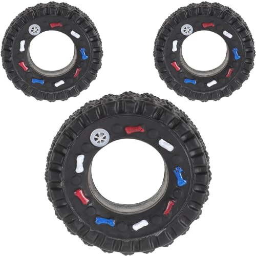 MEZOKUCEL 3 Pz Ruote Cigolanti Del Cane Giocattolo Da Giocattolo Per Laddestramento Del Cane Giocattolo Per Cani Da Compagnia Giocattolo Masticare Per Animali Piccolo Vinile Giocattoli (nero)