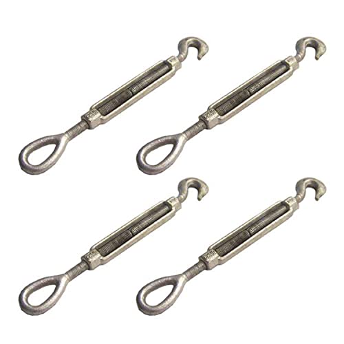 US Cargo Control 1/2 Inch x 6 Inch Eye and Hook Galvanized Turnbuckle, Working Load Limit 1,500 Pounds, 4 Pack, Uses: Tower, Suspension, Mining, Rigging, Tensioning