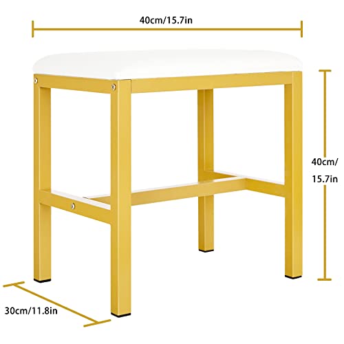 Semiocthome Vanity Stool, Pu Leather Upholstered Seat Foot Stool, Small Vanity Bench With Sturdy Metal Leg For Makeup Room Bedroom Footrest #TOP5