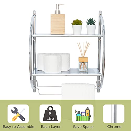 Oikos 2 Tier Over The Toilet Storage, Bathroom Shelves Wall Mounted, Over Toilet Bathroom Organizer, Bathroom Towel Holder, Wall Shelving, Bathroom Shelf Over Toilet, Toilet Rack, Chrome Shelf #TOP1