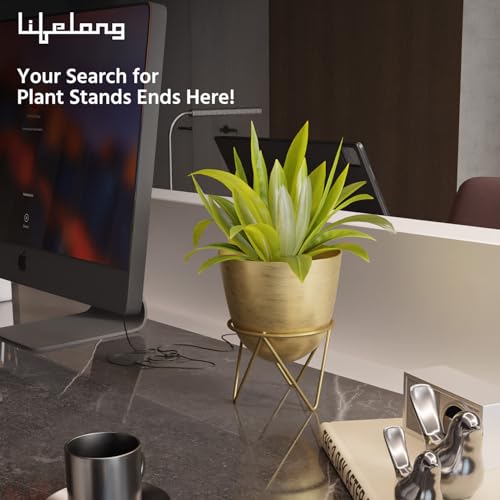 Image of Lifelong Metal Plant Stand Indoor Planter Pot with Stand, Decorative Plant Holder for Living Room Bedroom Office, Minimalist Home Decor, Small Flower Pot Stand for Tabletop Indoor Plants