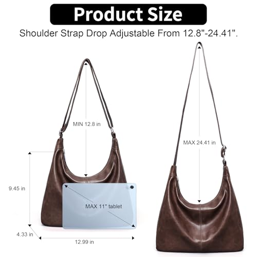 Image of Hobo Bags for Women Vegan Leather Purses Slouchy Shoulder Bag Tote