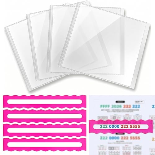 4 Pcs Mahjong Card Sleeve and Line Reader, Large Print Size 2026 MahJongg Card Holder Arcylic Mahjong Line Reader Set, Transparent Plastic Protective Sleeves for NMJL Card (6 1/8”x5”) Protector Clear