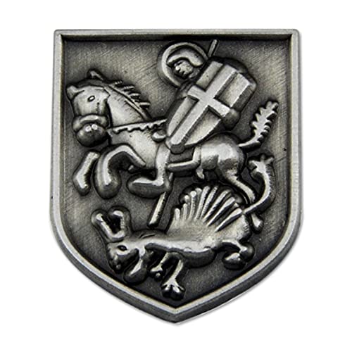 Image of St. George Slaying The Dragon Masonic Lapel Pin - [Antique Silver][3 /4'' Tall]