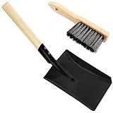 Fireplace Ash Shovel and Brush Set- Upgraded Metal Coal Shovel and Hearth Brush Set Large Fireplace Tools, Fire Pit Accessories for Fireplace Wood Stove Hearth Cleaning