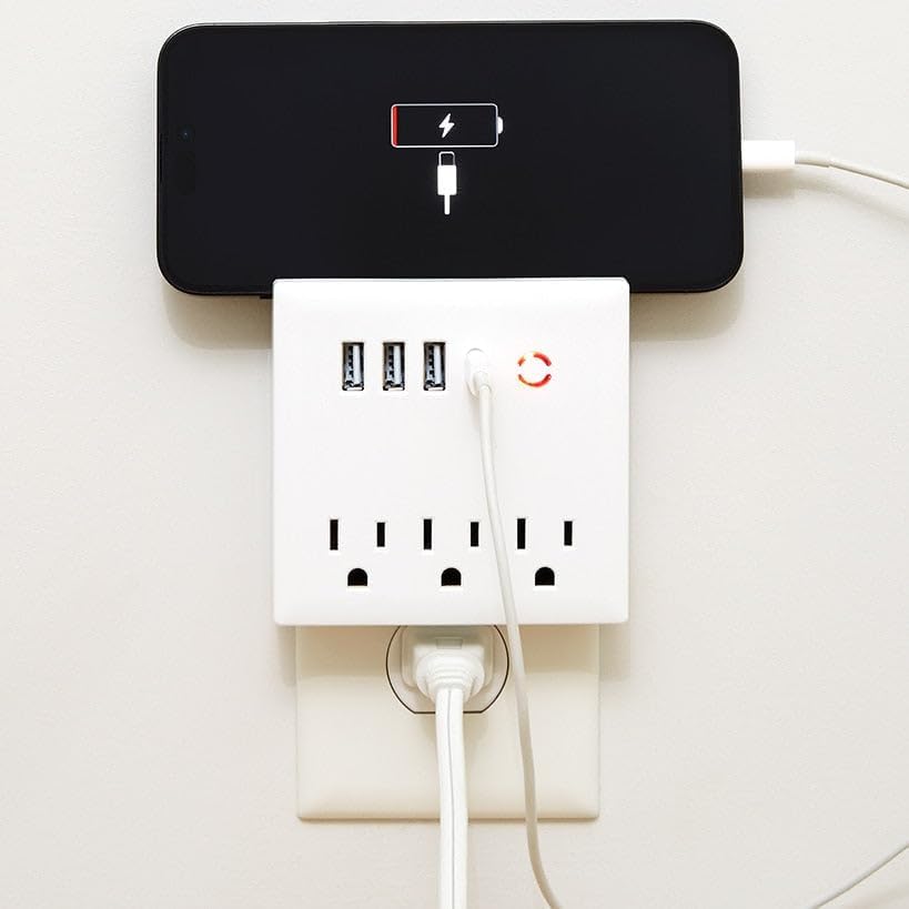 Lakeside USB and Outlet Adapter with Phone Holder - Ultimate Charging Hub