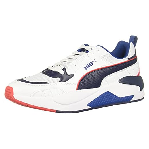 PUMA Tênis masculino X-Ray 2, Puma branco-pêssego-limoges-alto risco vermelho, 6