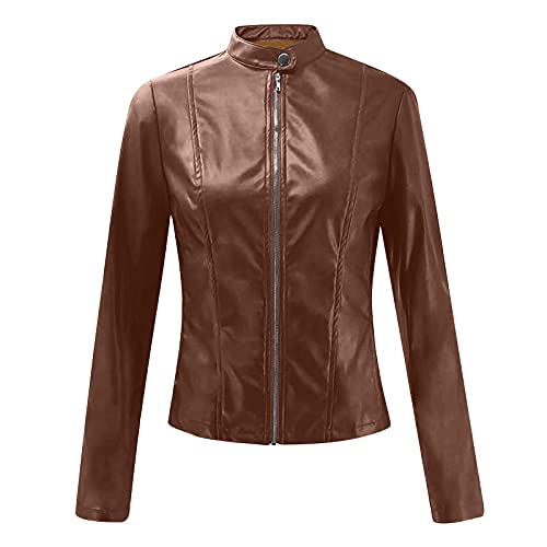Lcziwo Faux Leather Jacket For Women Cropped Pu Outwear Collared Slim Zip Up Moto Biker Coat Motorcycle Short Jackets #TOP4