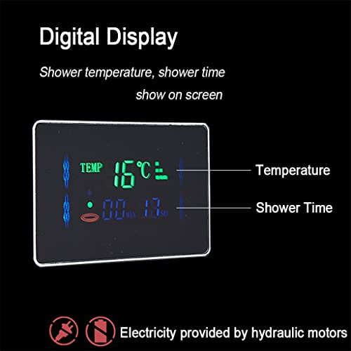 Zhuhw Black Led Light Lcd Shower Faucet Bathroom Spa Massage Shower Column System Waterfall Rain Shower Panel With Temperature #TOP6