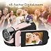 Videokamera-Camcorder, 1080P 16 MP Digitalkamera-Recorder, 2,4 Zoll Drehbarer Bildschirm, 16-facher Digitalzoom-Camcorder-Kamera mit Fülllicht (Rosa)