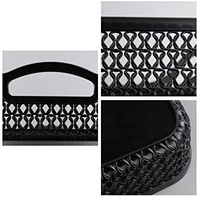 Dehouse 6-Pack Large Plastic Shallow Storage Basket Tray, Black