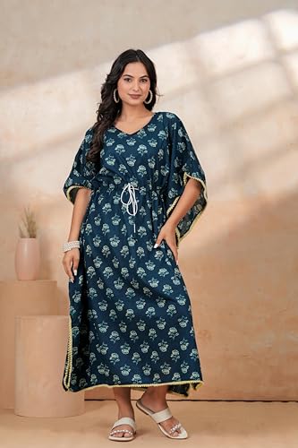 Image of BLOCKS OF INDIA Hand Block Kaftan in Cotton Fabric