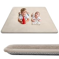 Wdmiya 127x127cm Krabbelmatte Baby, 3cm Dicke Spielmatte, Weicher Teppich Kinderzimmer mit Rutschfester Unterseite, kann als Kinderteppich, Spielteppich, Couchtischmatte, Yogamatte, Beige