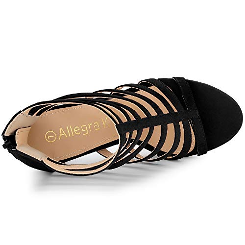 Allegra K Women's Strappy Heel Platform Stiletto Black Heels Sandals7.5 M Us #TOP4