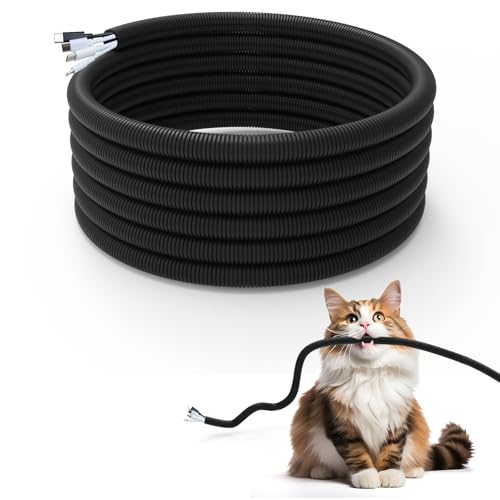 Cord Protector for Pets,10ft-Durable Wires Covers Stop Chewing,Cable Protecter from Chewing, Wires from Rabbits, Cats Dogs and Other Pets Black
