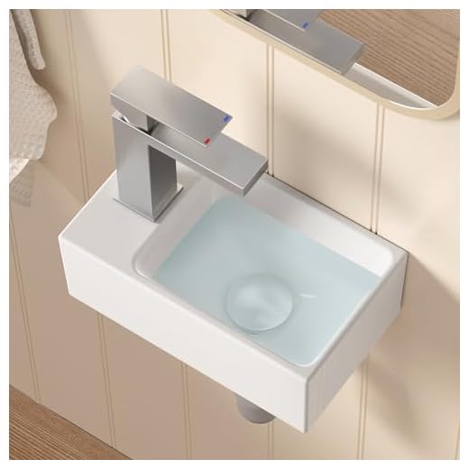 KES Bathroom Sink 12 Inch Corner Sink Wall Mounted Small Vanity Left Hand Vessel Sink Porcelain Ceramic White, BWS100L