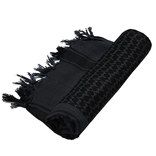 Shemagh Tactical Desert Military Head Scarf For Men Women Motorcycle Face Mask Biker Neck Gaiter Arab Wrap Summer Keffiyeh Cover Scarves (Black) #TOP5