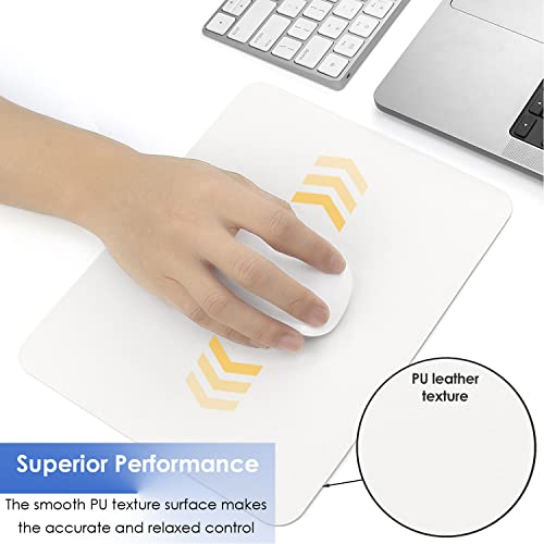 Proelife Mouse Pad 9.4'' X 7.8'' Slim Mat For Computer Laptop Accessories, Waterproof Pu Leather Mouse Pad With Anti-Slip Base Rectangle Mousepad For Home Office School Mouse (White) #TOP3