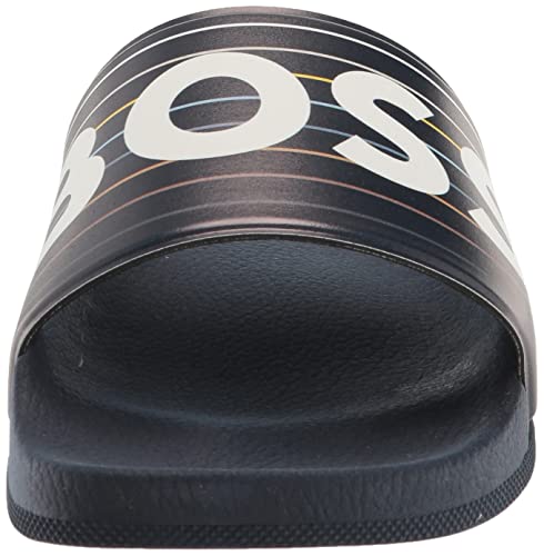 Boss Men's Bold Logo Slide Sandals, Navy Stripe, 11 #TOP1