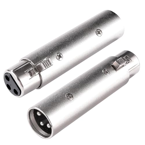 KUOQIY 2 Piezas Cambiador de Género XLR de 3 Pines, Adaptador XLR Macho a Hembra, para Micrófonos, Mezcladores de Equipos de Audio